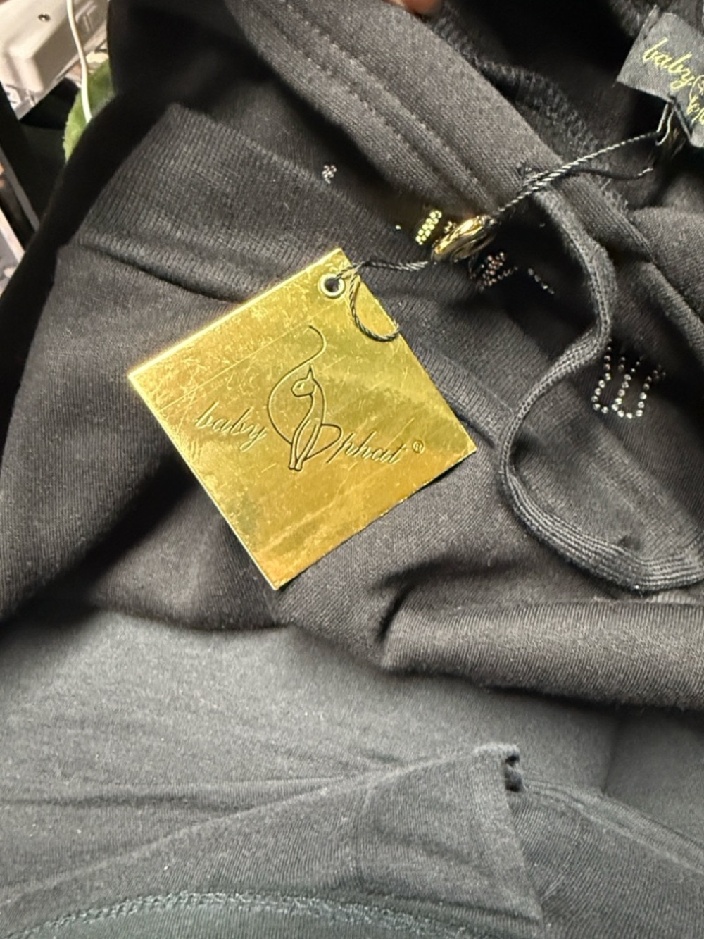 Baby Phat Cropped Black Hoodie with Logo Sz Med - Picture 3 of 12